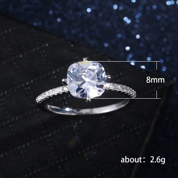 ❤ Beautiful Pure Zircon Thin Silver Romantic Wedding Rings for Women,MAR… - Picture 4 of 5